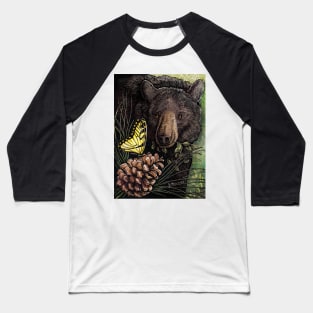 Gentle Bear and Butterfly Baseball T-Shirt